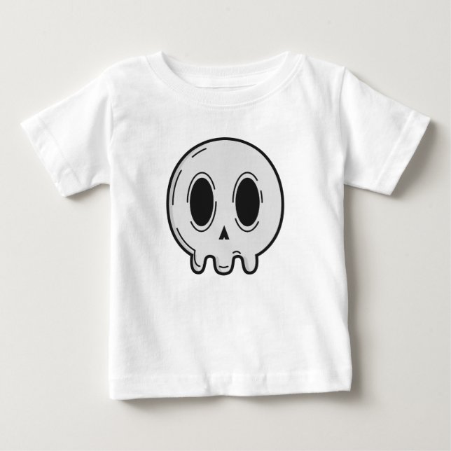 Cute Kawaii Skull Graphic Baby T-Shirt Minimalist  (Vorderseite)
