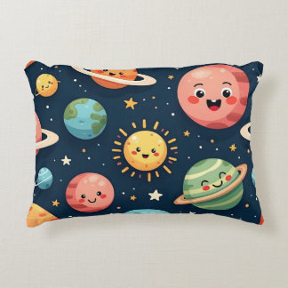 Cute Kawaii Solar System Planets Accent Pillow Dekokissen