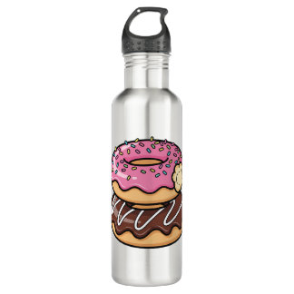 Cute Kawaii Stacked Donuts Illustration Edelstahlflasche