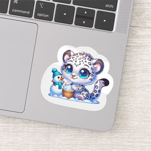 Cute Kawaii Stickers Snow Leopard Sticker Big Cat (Detail)