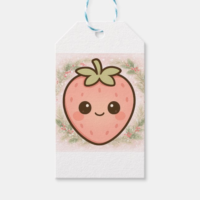 Cute Kawaii Strawberry Gift Tag Geschenkanhänger (Vorderseite)