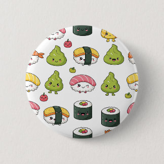 Cute Kawaii Sushi Pattern Button | Fun Foodie Pin 