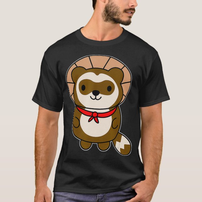Cute Kawaii Tanuki   Japanese Raccoon Dog Gift T-Shirt (Vorderseite)