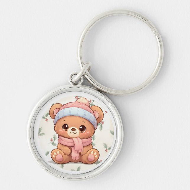 Cute Kawaii Teddy Bear Winter Keychain Schlüsselanhänger (Vorne)