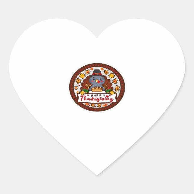 Cute Kawaii Turkey - Happy Thanksgiving Classic T- Herz-Aufkleber (Vorderseite)