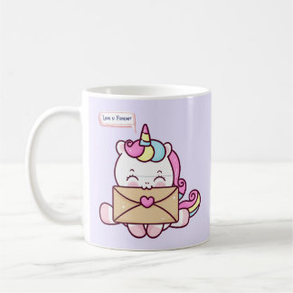 Cute Kawaii Unicorn Love Illustration Kaffeetasse