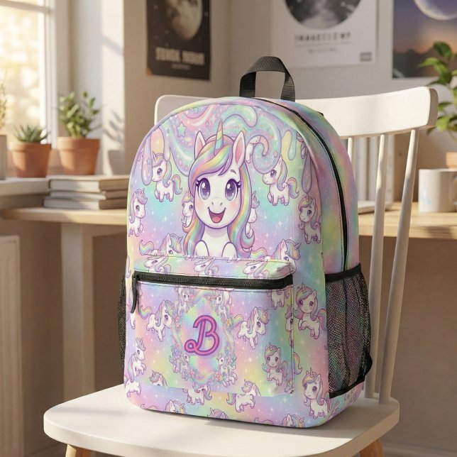 Cute Kawaii Unicorn Pastel Rainbow Magical Bedruckter Rucksack (Von Creator hochgeladen)