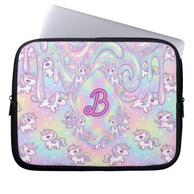 Cute Kawaii Unicorn Pastel Rainbow Magical Laptopschutzhülle (Vorderseite)