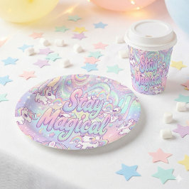 Cute Kawaii Unicorn Pastel Rainbow Magical Pappbecher