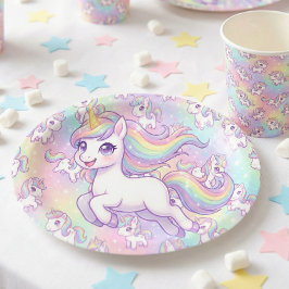 Cute Kawaii Unicorn Pastel Rainbow Magical Pappteller