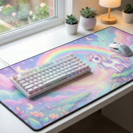 Cute Kawaii Unicorn Pastel Rainbow Magical Schreibtischunterlage