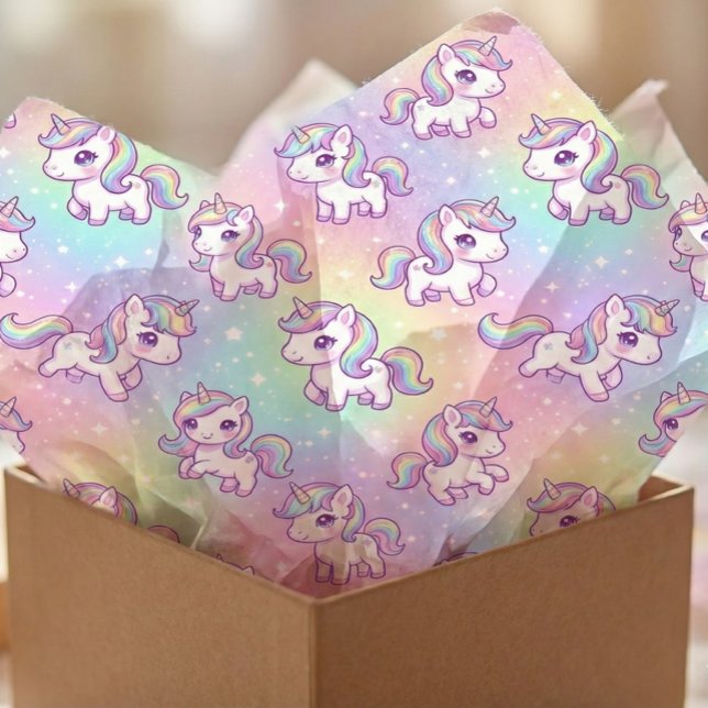 Cute Kawaii Unicorn Pastel Rainbow Magical Seidenpapier (Von Creator hochgeladen)