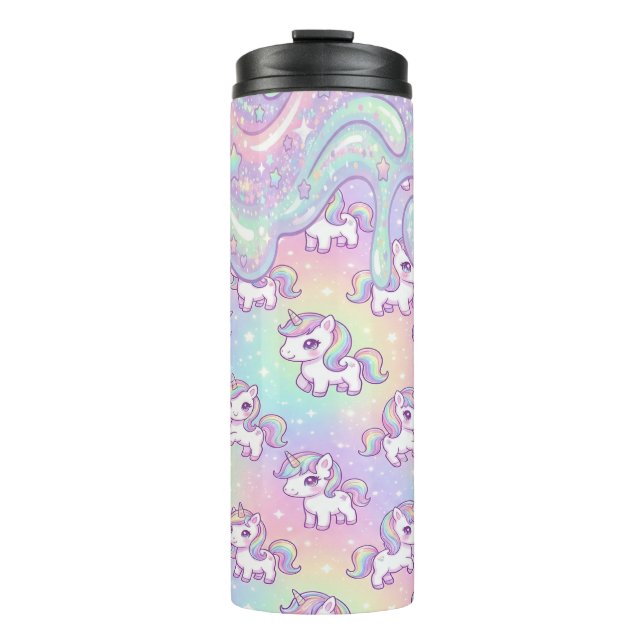 Cute Kawaii Unicorn Pastel Rainbow Magical Thermosbecher (Vorderseite)