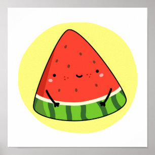 Cute Kawaii Watermelon Slice Poster