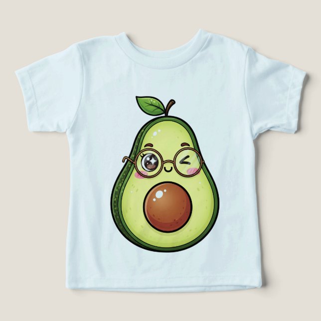Cute Kawaii Winking Avocado with Glasses (Design Vorderseite)