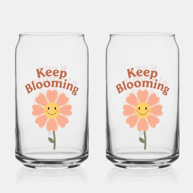 Cute "Keep Blooming" Positive Quote Dosenglas (Vorderseite)