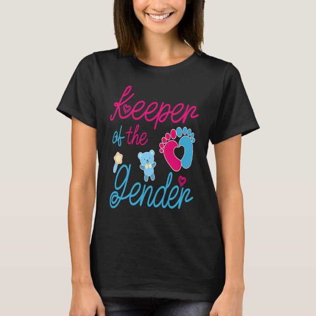 Cute Keeper of Gender  baby reveal party idea T-Shirt (Vorderseite)