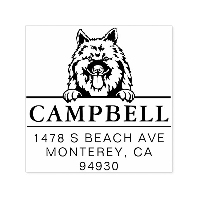 Cute Keeshond Custom Dog Address Stamp  Permastempel (Design)
