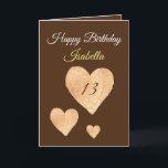 Cute Khaki Watercolor Heart 13th Birthday Karte<br><div class="desc">Cute Khaki Watercolor Heart 13th Birthday, Birthday Design Made for any granddaughter. If you're looking for some pretty granddaughter birthday cards, teenager birthday cards or thirteenth birthday cards, this one is for you. The design feature cute watercolor hearts, something attraactive and beautiful, so, don't hesitate to personalize in order to...</div>