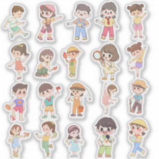 Cute Kids Activity Vinyl Stickers Aufkleber