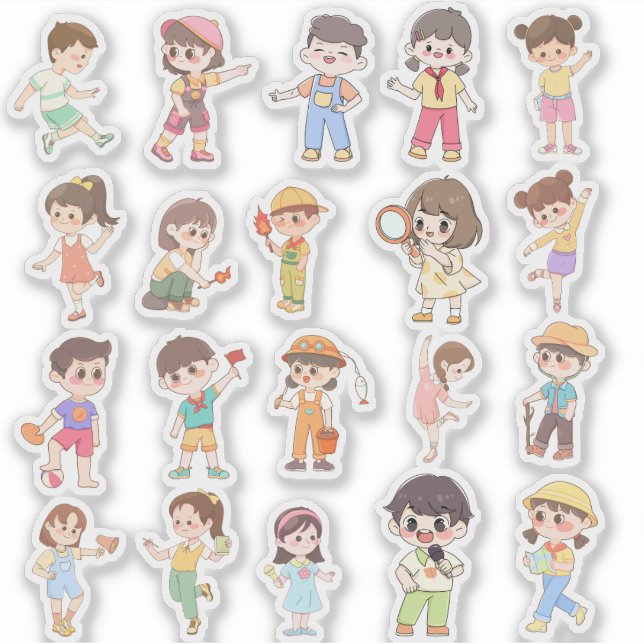 Cute Kids Activity Vinyl Stickers Aufkleber (Vorderseite)
