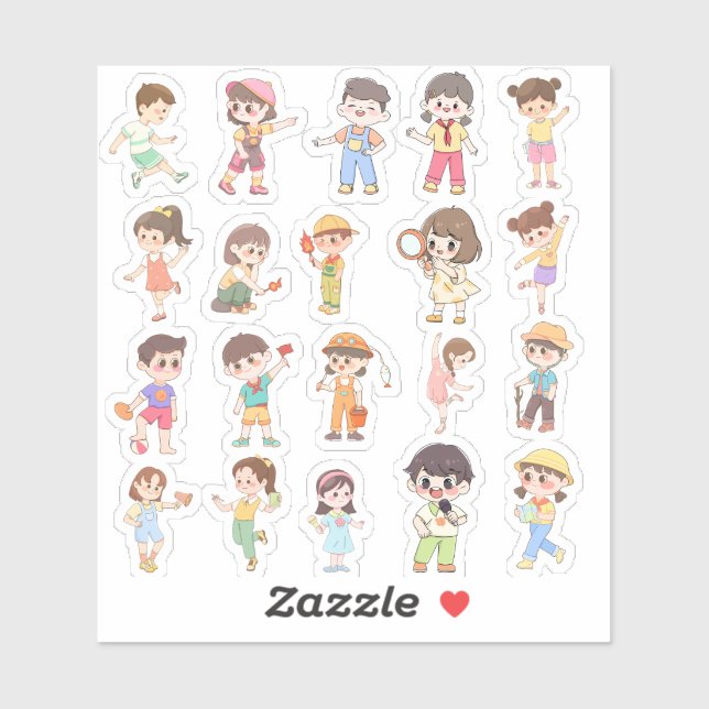 Cute Kids Activity Vinyl Stickers Aufkleber (Blatt)