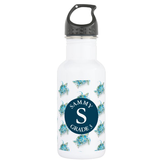 Cute Kid's Back To School Water Bottle Tropical Edelstahlflasche (Vorderseite)