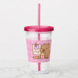 Cute Kids Capybara Popcorn Snack Time Acryltrinkbecher