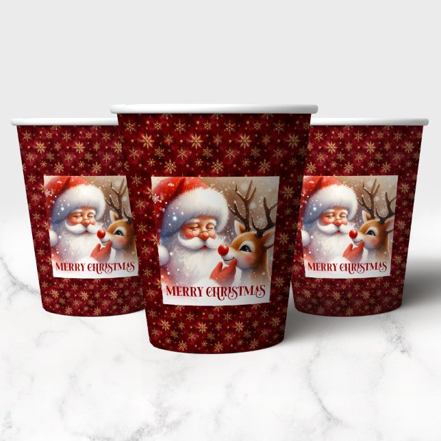 Cute Kids Christmas Cups Santa Claus Reindeer Pappbecher (Cute Kids Christmas Cups Santa Claus Reindeer)