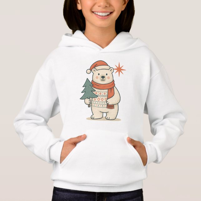 Cute Kids Christmas Polar Bear Cozy Hoodie  (Vorderseite)