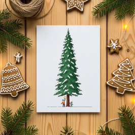 Cute Kids Decorating Big Snowy Christmas Tree Card Feiertagskarte
