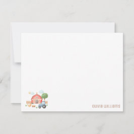 Cute Kids Farm Animals Flat Note Card Mitteilungskarte