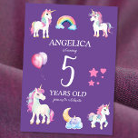 Cute Kids Girly Unicorn Birthday Einladung<br><div class="desc">Machen Sie sich bereit, Ihre kleine Prinzessin mit diesem Niedlichen Kids Girly Unicorn Geburtstagsdesign zu begeistern! Dieses hübsche, geistliche Printessin mit einem lila Einhorn, umgeben von funkelnden Glitzer- und Regenbogenkuchen, eignet sich perfekt für eine Geburtstagsfeier. Mit seinem leichten und komfortablen Gefühl ist es auch für den Alltag bestens geeignet. Holen...</div>