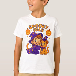 Cute Kids Halloween T-Shirt | Wizard Boy & Dog 