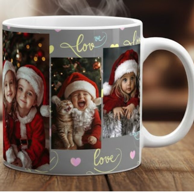 Cute Kids Santa Photo Collage Mug Jumbo-Tasse (Von Creator hochgeladen)