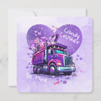 Cute Kids Valentine Purple Truck and Cheeky Poem Mitteilungskarte
