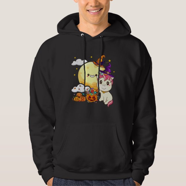 Cute Kids Witch Unicorn Girls Halloween Hoodie (Vorderseite)