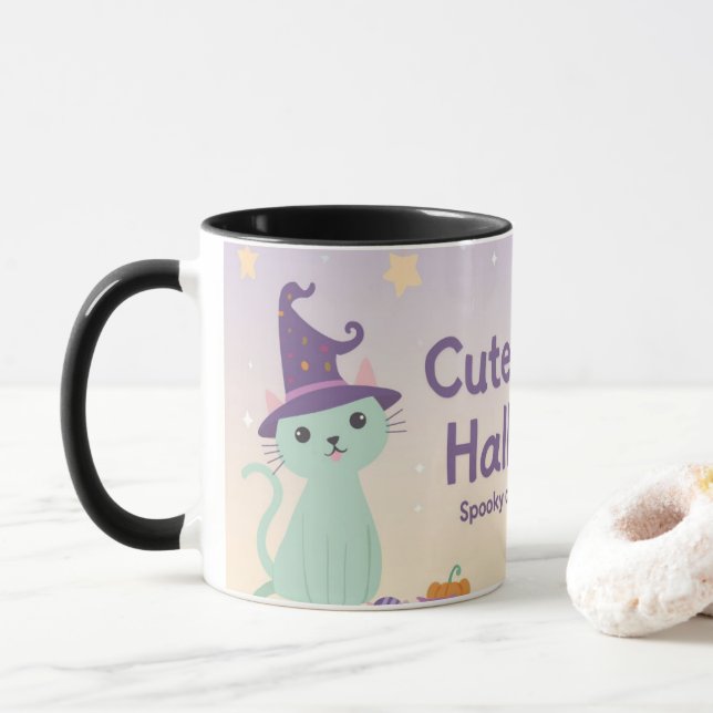 🧡 ✨ “Cute & Kind Halloween” Collection 🎃🌿 Tasse (Mit Donut)
