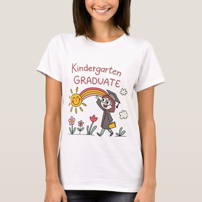 Cute Kindergarten Graduate Rainbow & Sun Kids T-Sh T-Shirt (Vorderseite)
