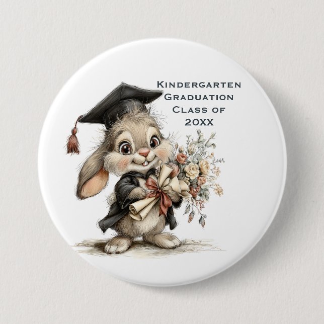  Cute Kindergarten Graduation Bunny Design Button (Vorderseite)