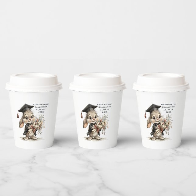  Cute Kindergarten Graduation Bunny Design Pappbecher (Multi)