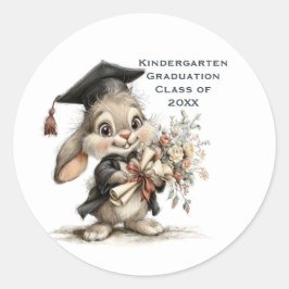 Cute Kindergarten Graduation Bunny Design Runder Aufkleber