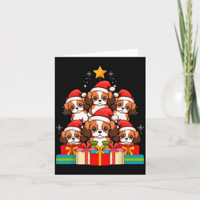 Cute King Charles Cavalier Le Dog Christmas Tree X Karte (Vorderseite)