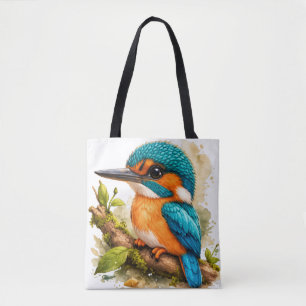 Cute Kingfisher Bird Tote Bag – Colorful Wildlife