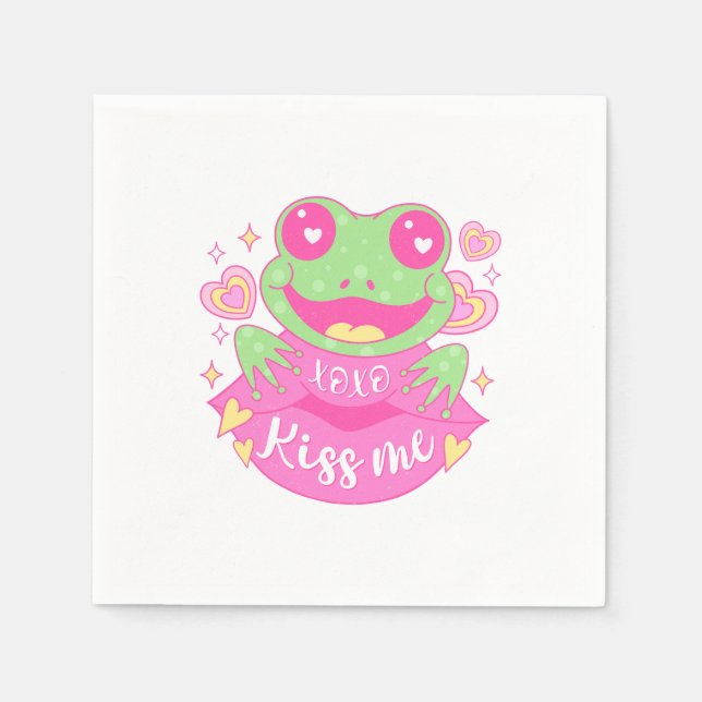 Cute Kiss Me Frog - Xoxo Serviette (Vorderseite)
