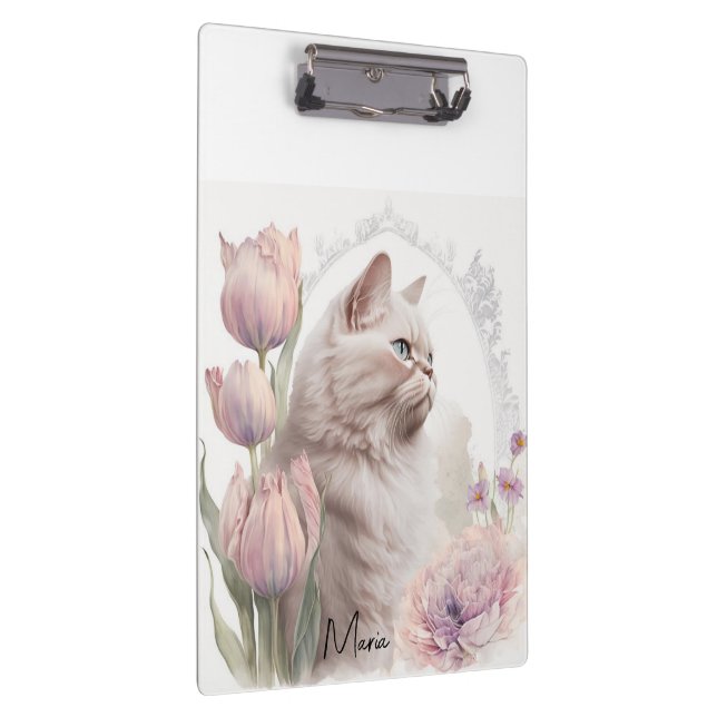 Cute Kitten Cats Floral Clipboard  Klemmbrett (Rechts)