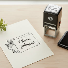 Cute Kitten in a Bag Signature Name Stamp Permastempel