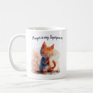 Cute Kitten Prayer ist meine Superkraft Kaffeetasse