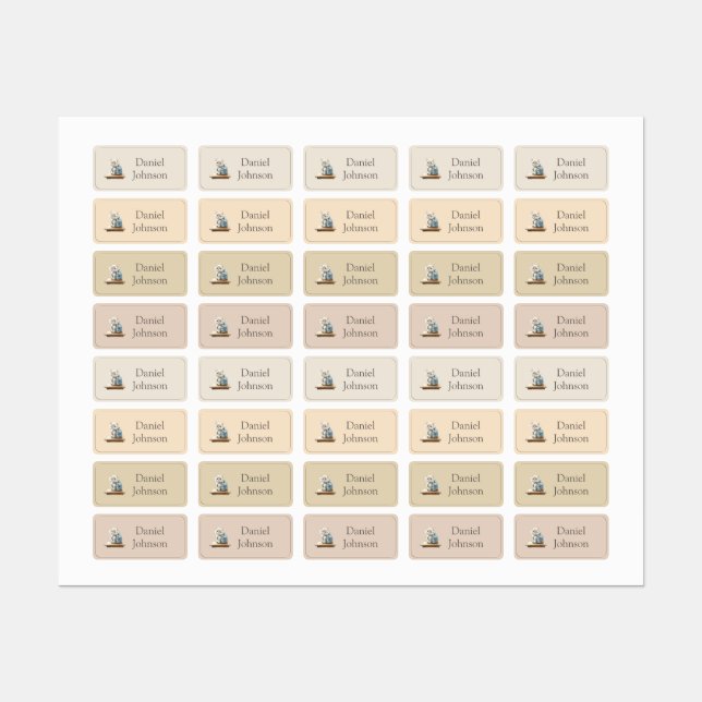 Cute Kitten with Backpack Neutral Clothes Etiketten (Blatt)