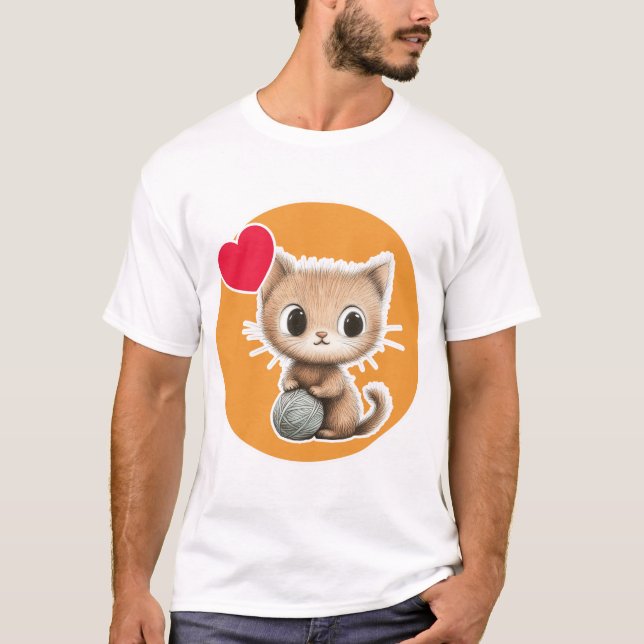 Cute Kitten with its Yarn ball T-Shirt (Vorderseite)